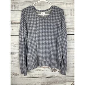 Anthropologie Sundry Houndstooth Sweater 3 L French Casual Stretch Soft Weekend